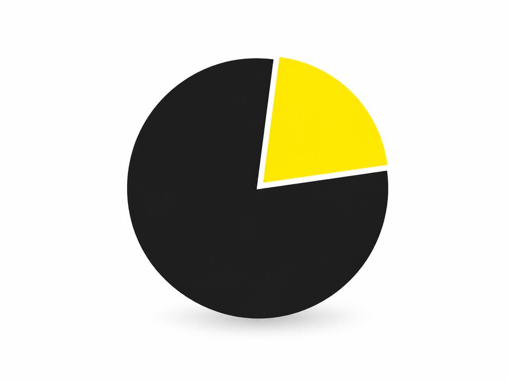 Clean modern flat-vector illustration on a pure white (#ffffff) background: a simple pie chart divided into two sections