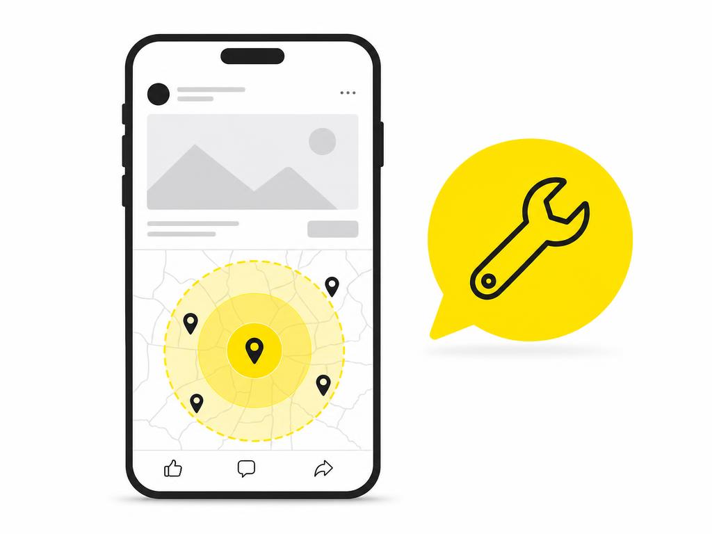 Clean modern flat-vector illustration on a CLEAN WHITE (#ffffff) background: a simplified smartphone screen showing a Fa