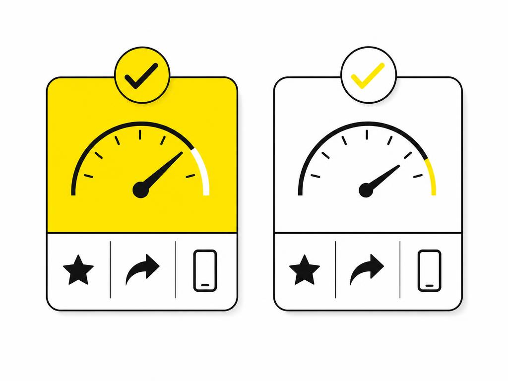Flat-vector illustration of a side-by-side comparison layout: two plugin cards with checkmarks, speed gauges, and featur