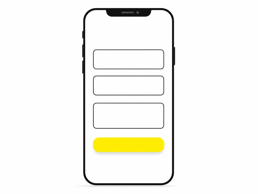 Clean modern flat-vector illustration of a mobile phone outline showing a simple enquiry form with three input fields an